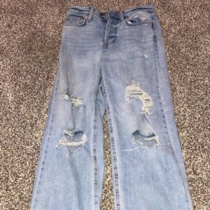 Blue American Eagle jeans and blue Mom Jeans with holes size 0